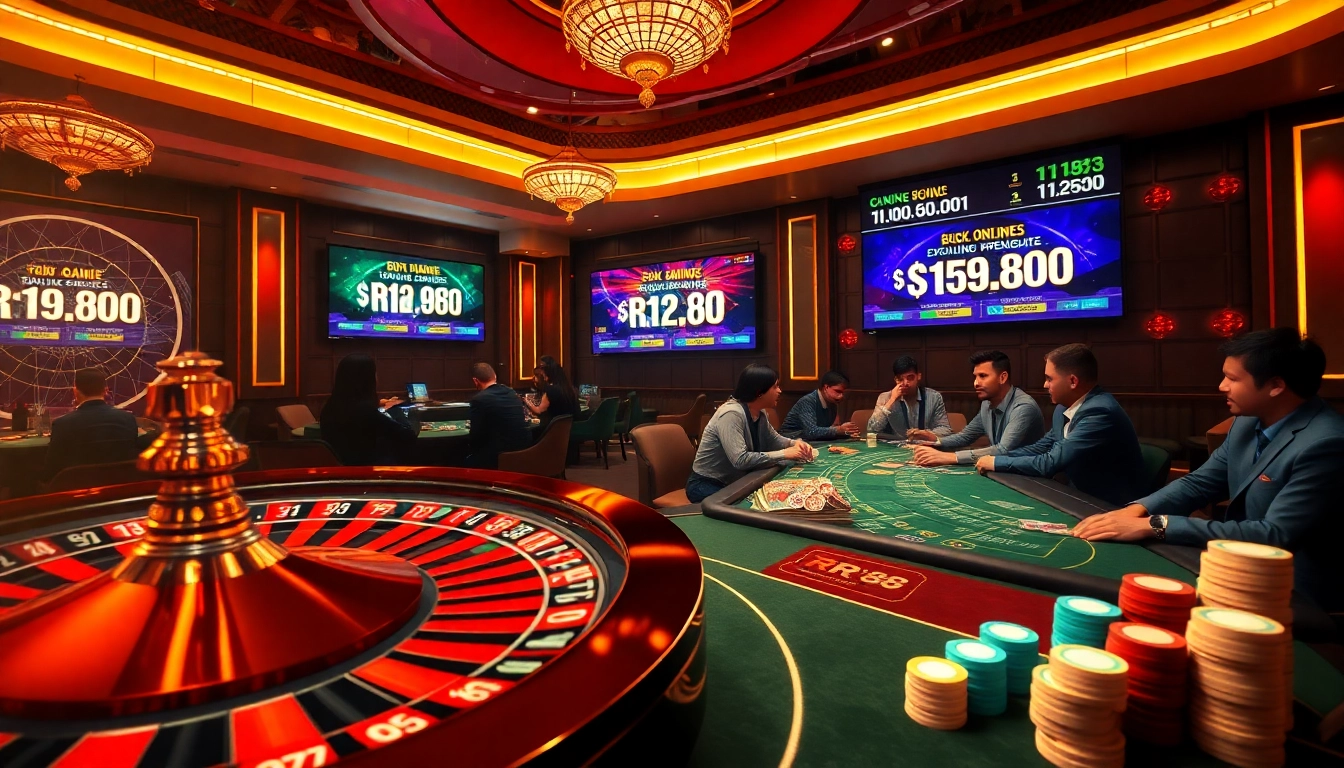 Experience the thrill of RR 88 with vibrant casino visuals of poker and roulette excitement.