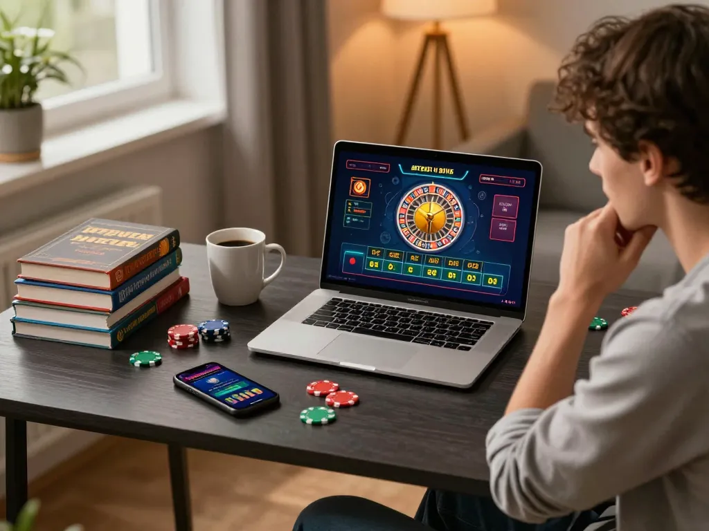 Player strategizing on 789win while playing roulette on a laptop at home.
