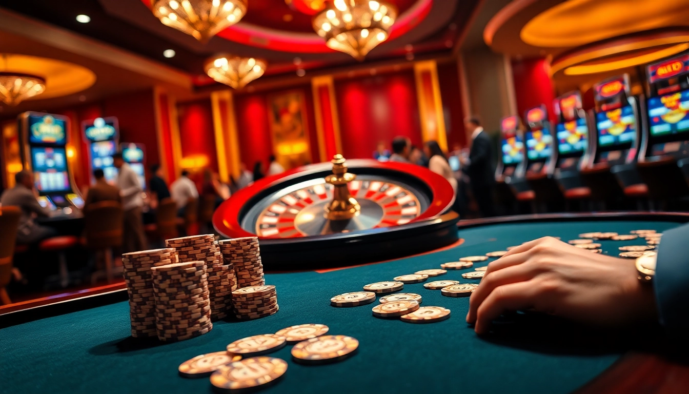 Experience the thrill of tg88 win at a vibrant casino scene with poker tables and slot machines.