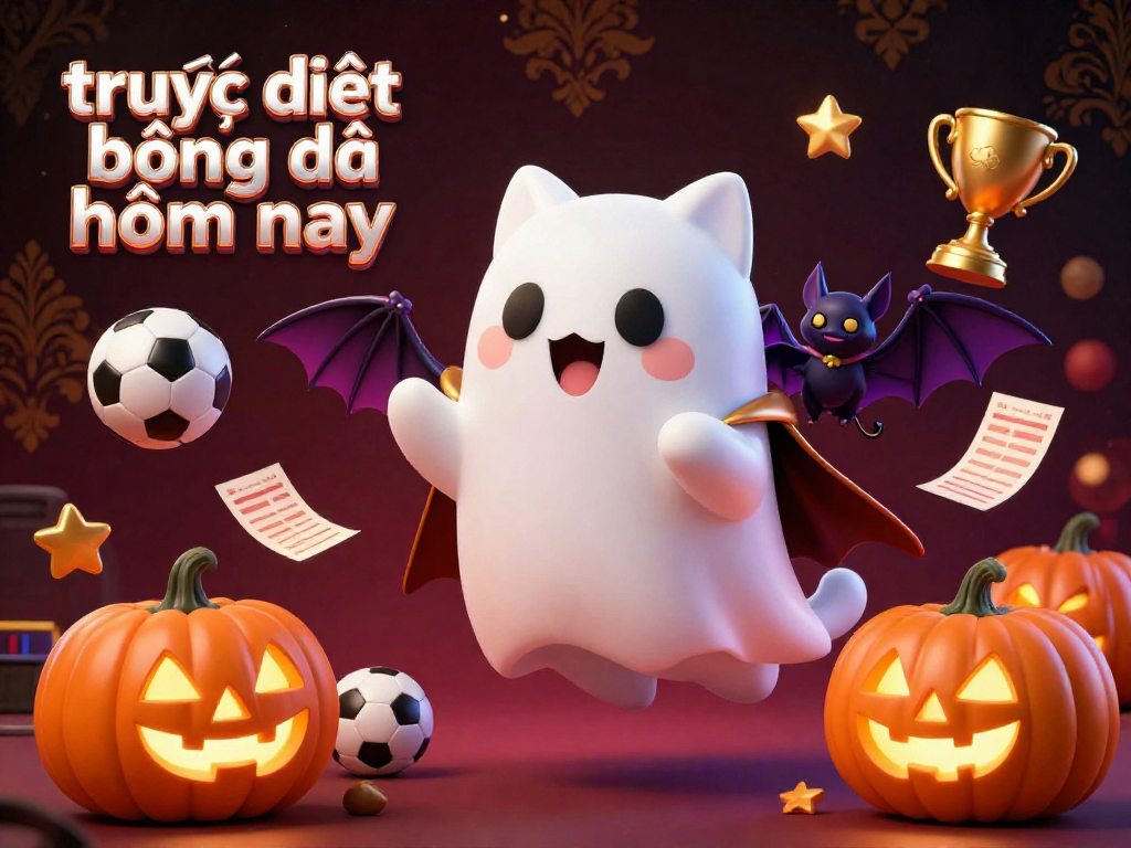 Experience trực tiếp bóng đá hôm nay with engaging betting visuals featuring a friendly ghost cat and football elements.