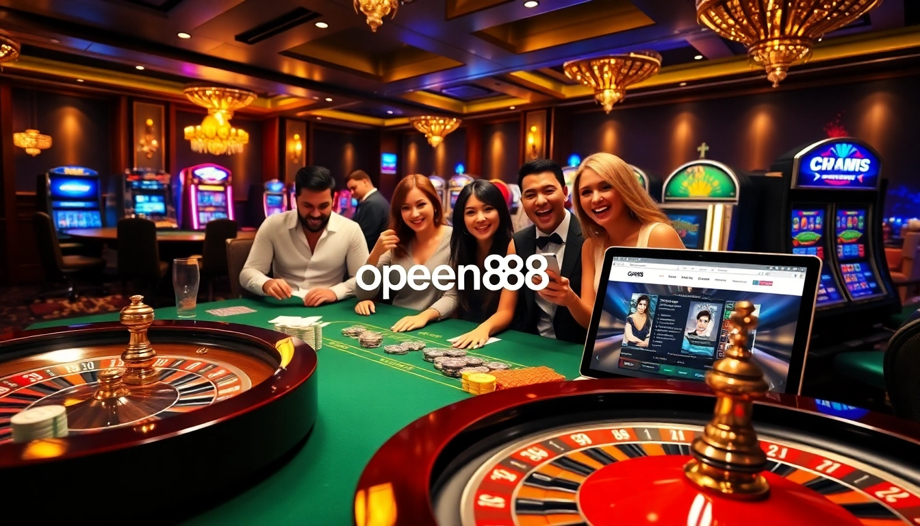 Experience the thrill of online gambling at open88 with vibrant casino visuals.