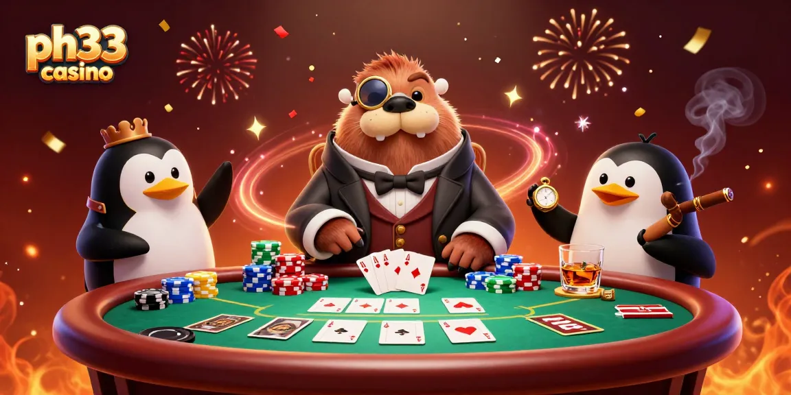 Experience thrilling games at ph33 casino with a jolly walrus, penguin dealer, and bluffing pufferfish.