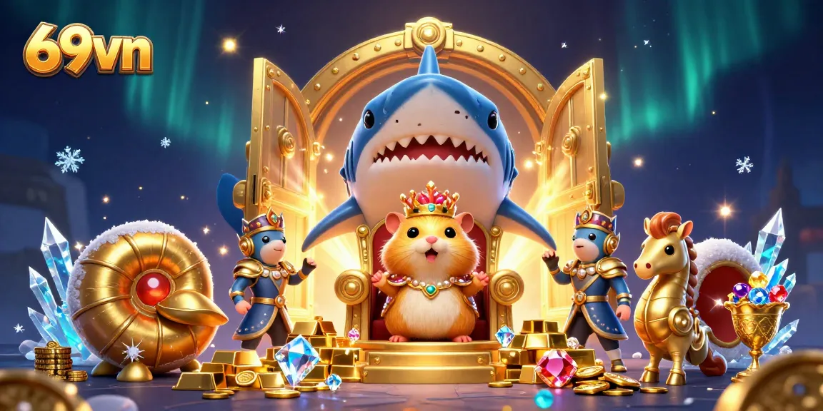 Experience winning moments with 69vn in this vibrant casino-themed 3D illustration.