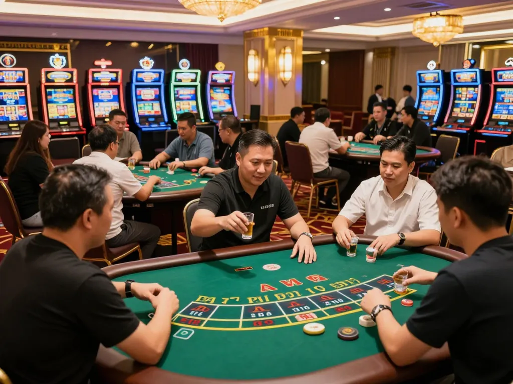 Players enjoying vibrant casino games at Hi88s with lively atmosphere and dynamic gameplay.