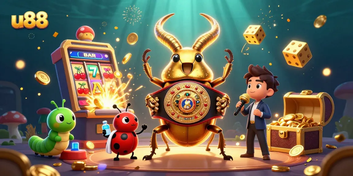 Experience the thrilling world of u88 with vibrant casino games and winning moments captured in a dynamic illustration.