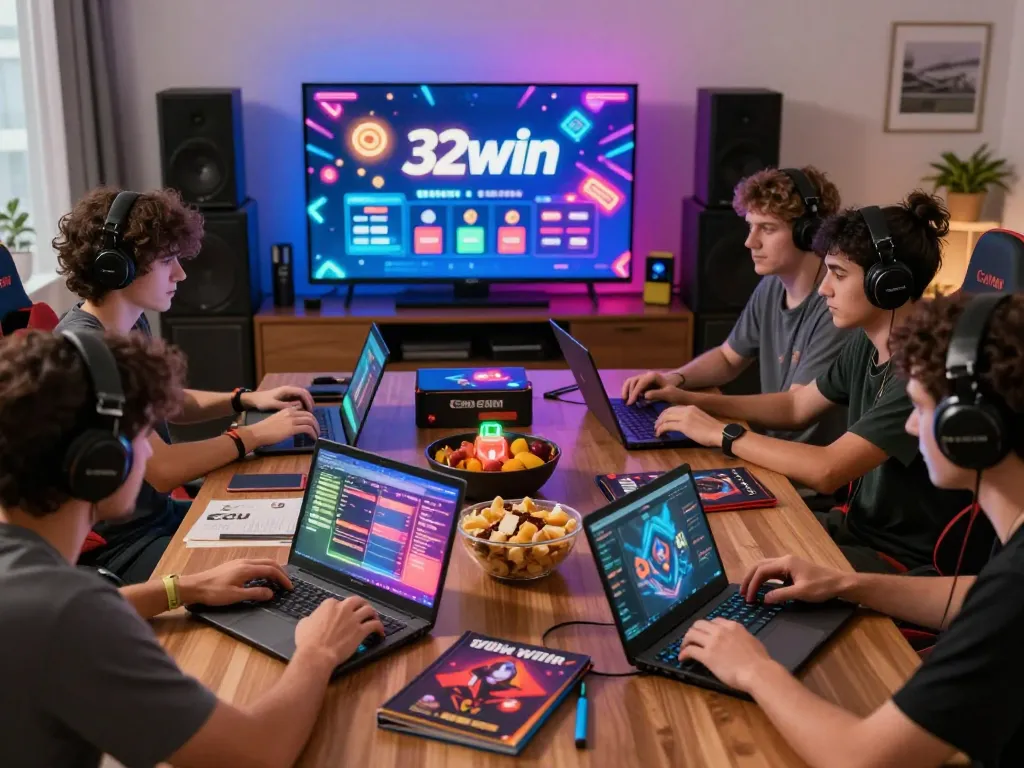 Players enjoying the best gaming experience with 32win in a lively online gaming setting.