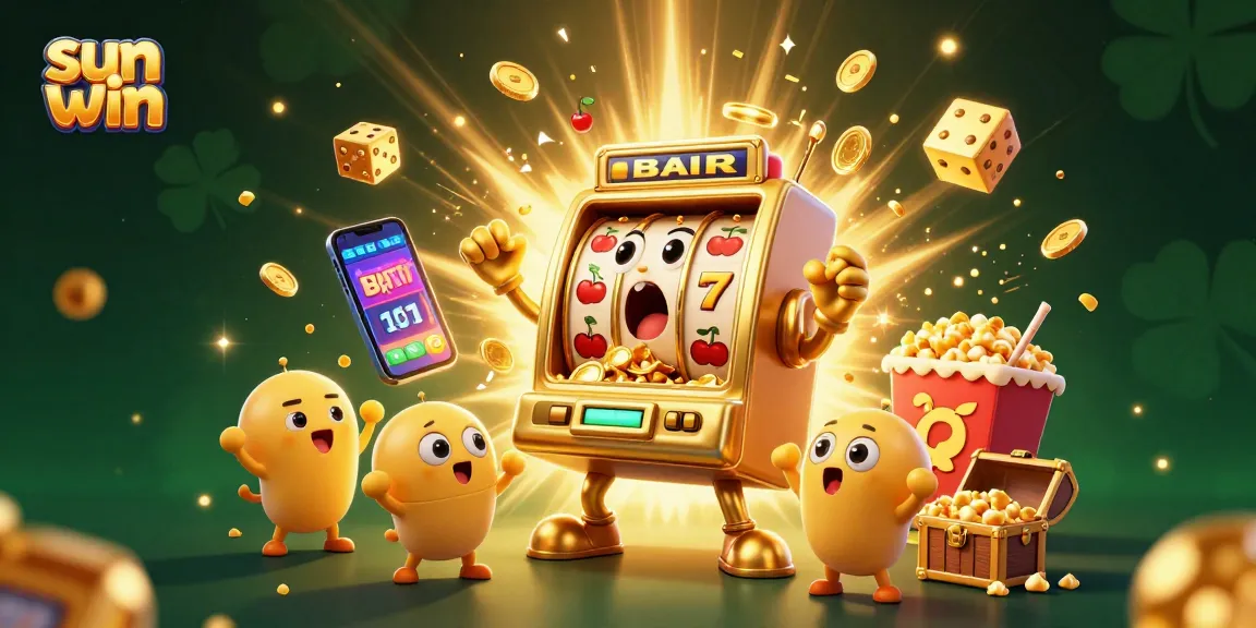 Engaging scene of sun win-themed slot machines celebrating a jackpot, filled with casino elements.