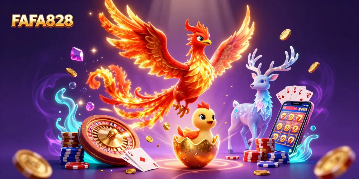 Experience thrilling moments with FAFA828 as the fire phoenix soars in this vibrant casino scene.