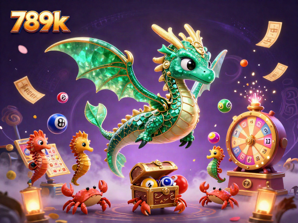 Immerse in the vibrant 789k casino world with a stunning sea dragon and lottery elements