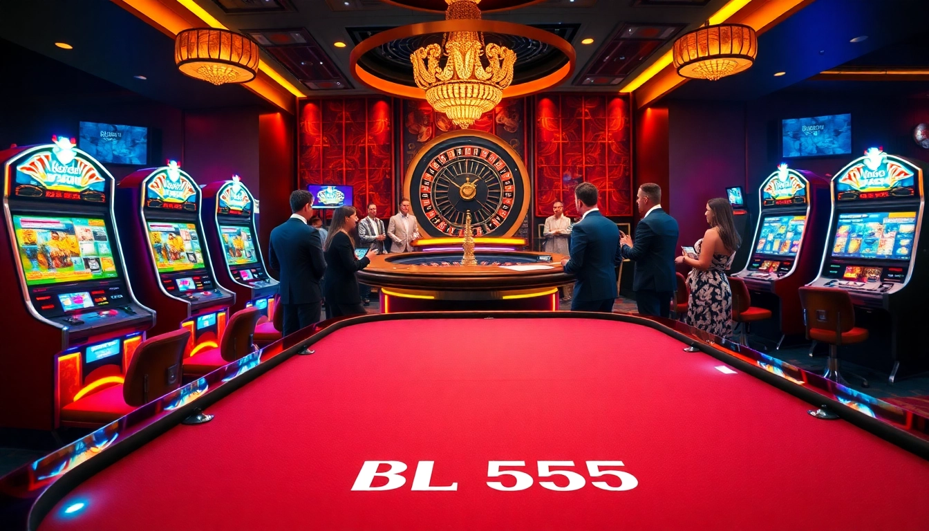 Players celebrating wins at the BL555 casino, enjoying diverse gaming options including roulette and slots.