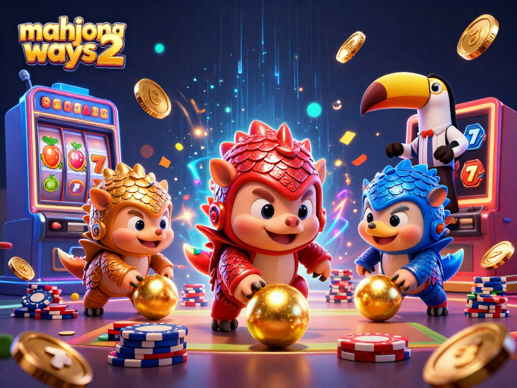 Experience the excitement of mahjong ways 2 with dynamic pangolins playing among spinning slot reels.