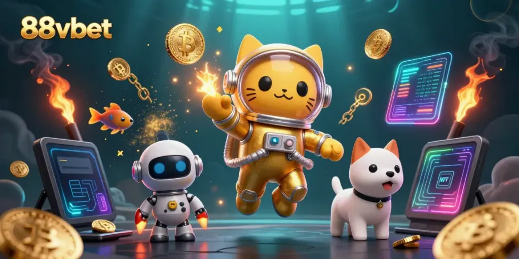 Experience thrilling gameplay at 88vbet with a fun-filled 3D gaming scene representing various casino themes.