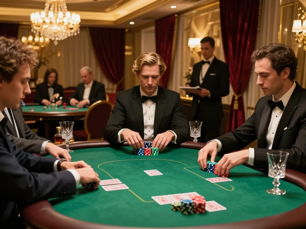 Players enjoy a thrilling VIP poker game at mb666, with vibrant chips and strategic card play.