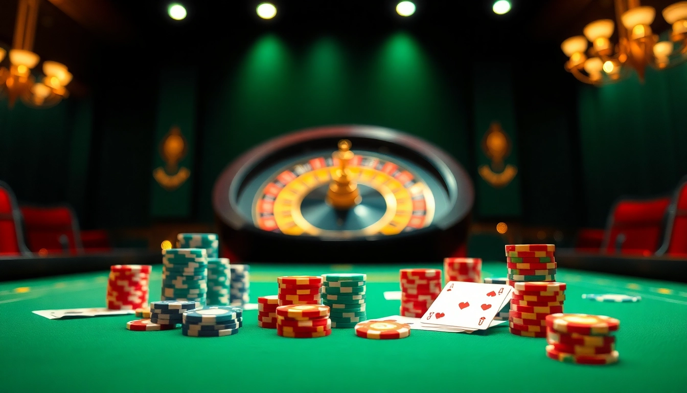 Experience the excitement of trang chủ 789Win with vibrant casino elements including cards, chips, and roulette.