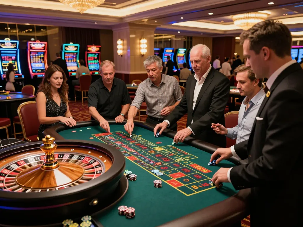Engaging roulette gameplay at fly88 casino with players placing bets and excited anticipation.