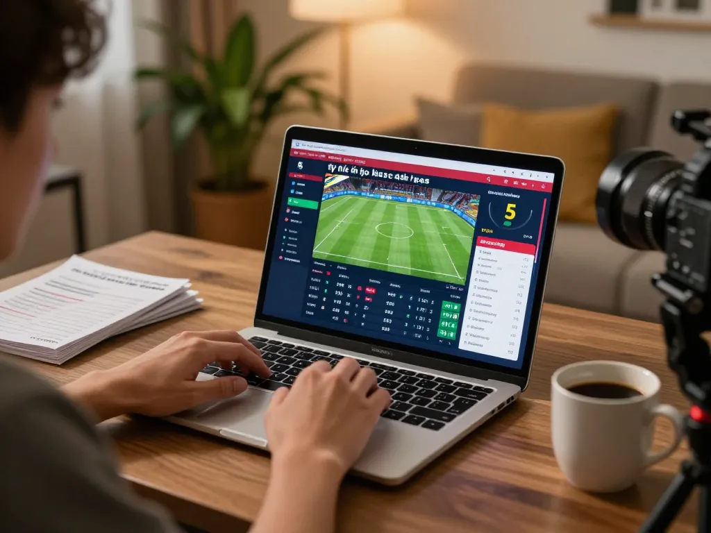 Tỷ lệ kèo nhà cái 5 displayed on a laptop during an engaging online sports betting session.