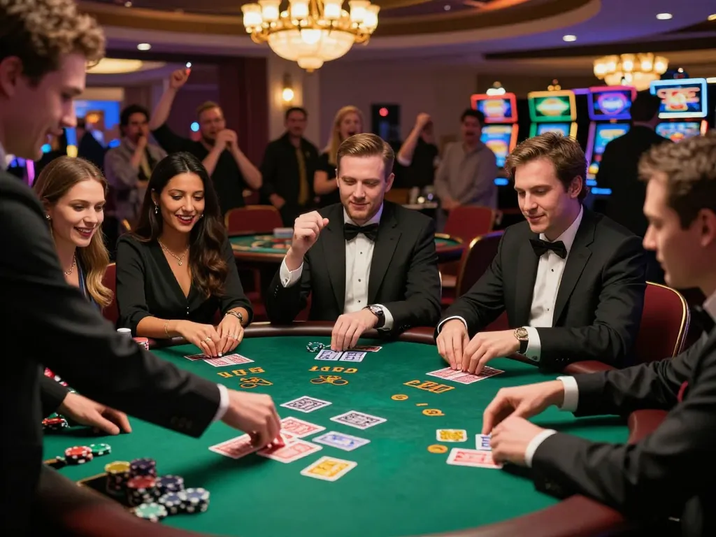 Players engaging in a thrilling blackjack game at a casino, highlighting the strategic elements of 89 bet in action.