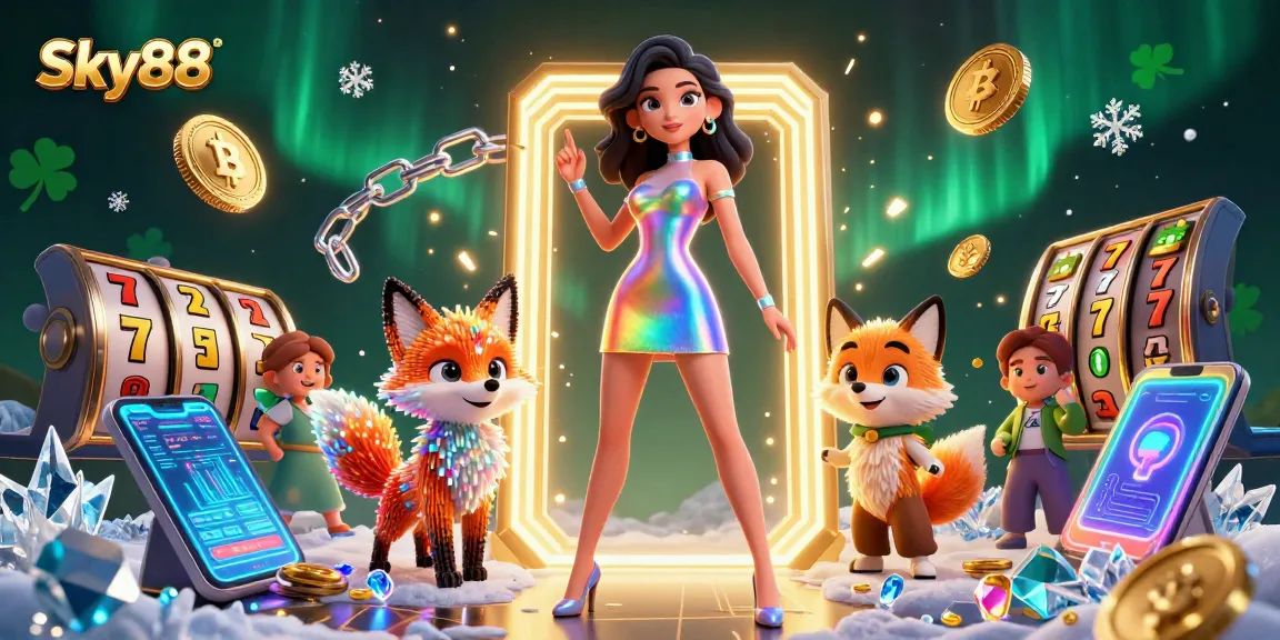 Engage with thrilling slot action at Sky88, showcasing vibrant 3D characters and exciting wins.
