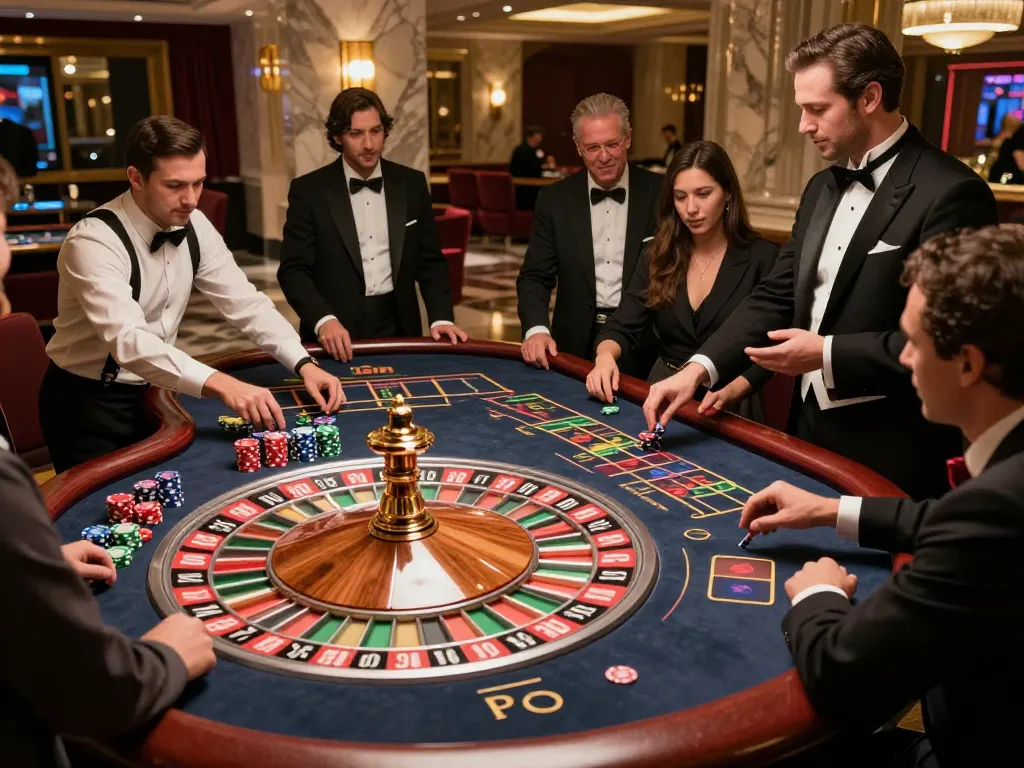 TR88 roulette table with players engaged in betting action and dealer presenting the game