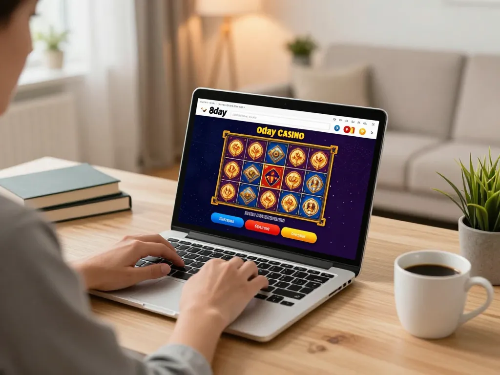 Engaging online gaming scene showcasing the 8day app in a cozy home setting for strategic casino play.
