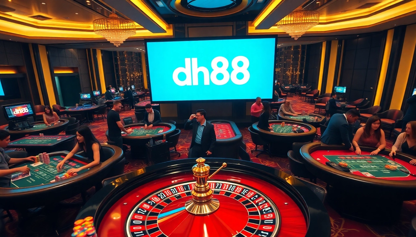 Players engage in high-stakes action at a casino, featuring the dh88 logo prominently displayed.