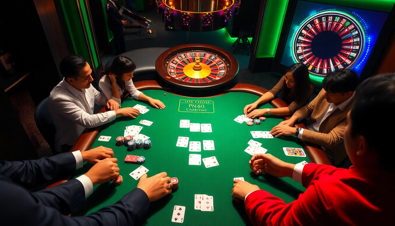 Players strategize at the PG88 poker table, enhancing their gaming experience with excitement.