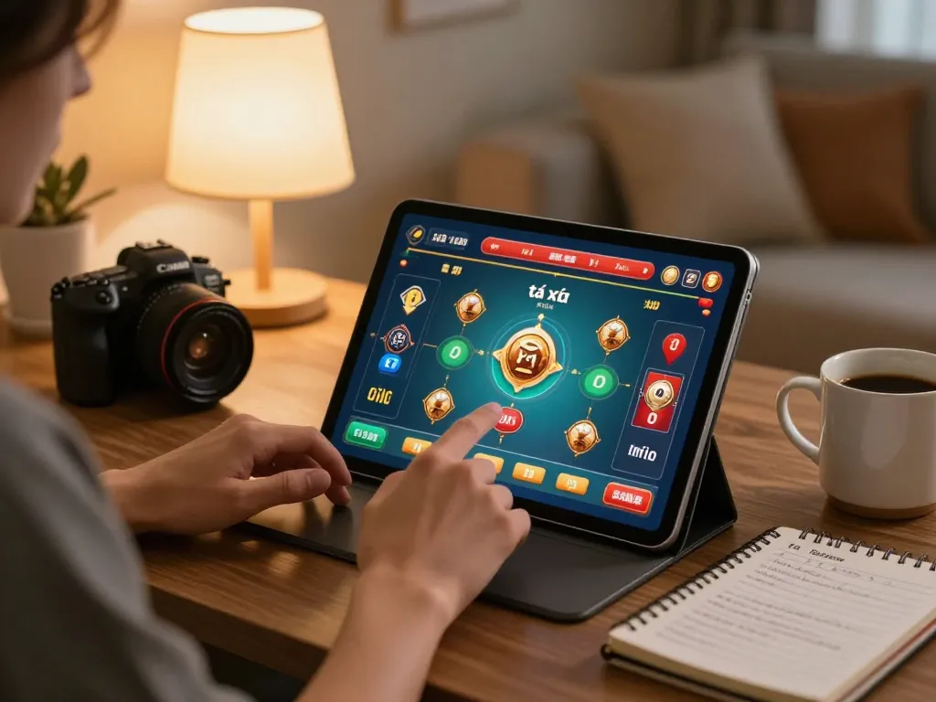 Engaging in tài xỉu online with friends at home, showcasing responsible gambling strategies in a cozy setting.