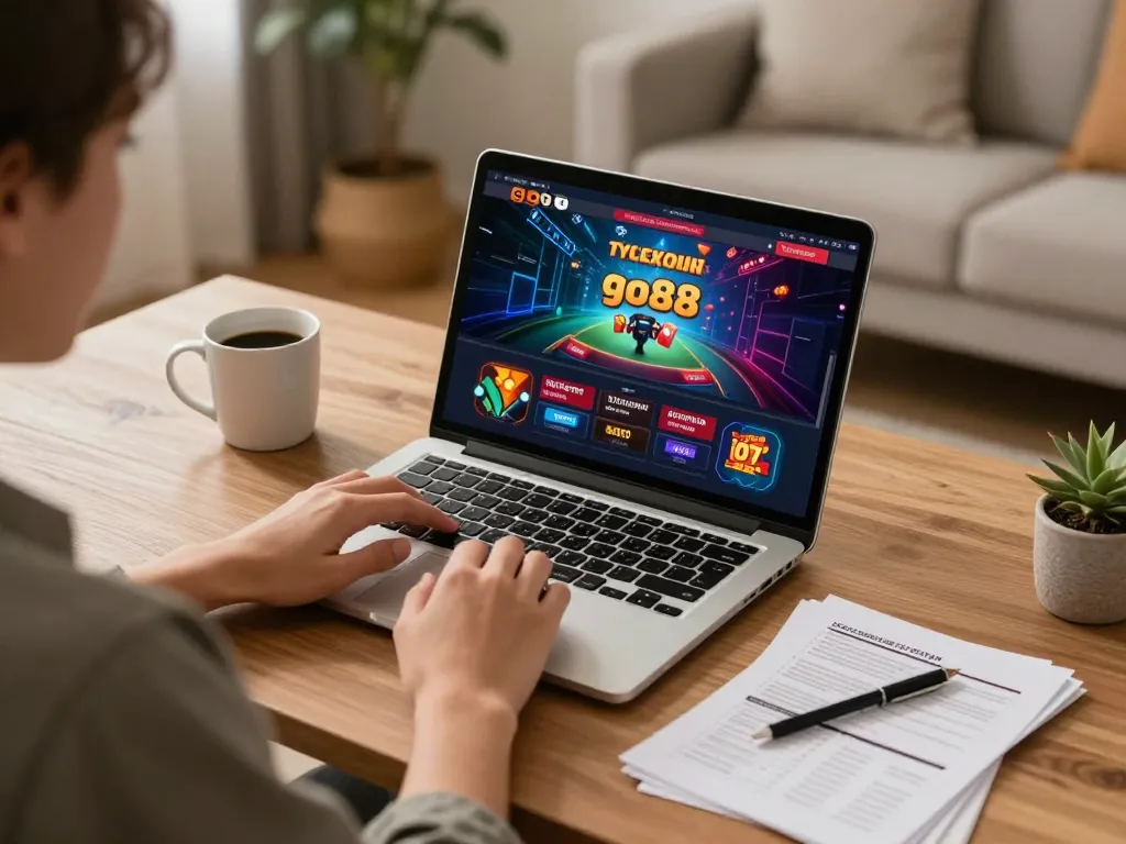 Engaging in online gaming on go88 app from a cozy home workspace