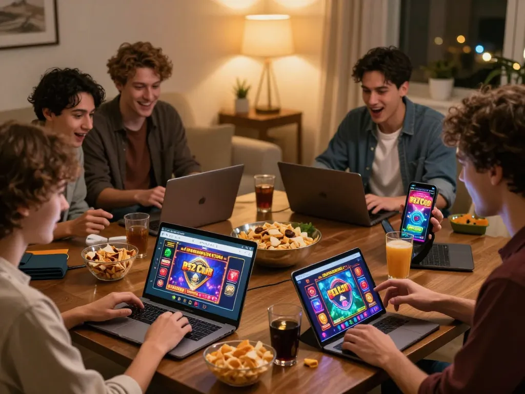 B52 Club app displayed on smartphones during a lively home gaming session with friends.