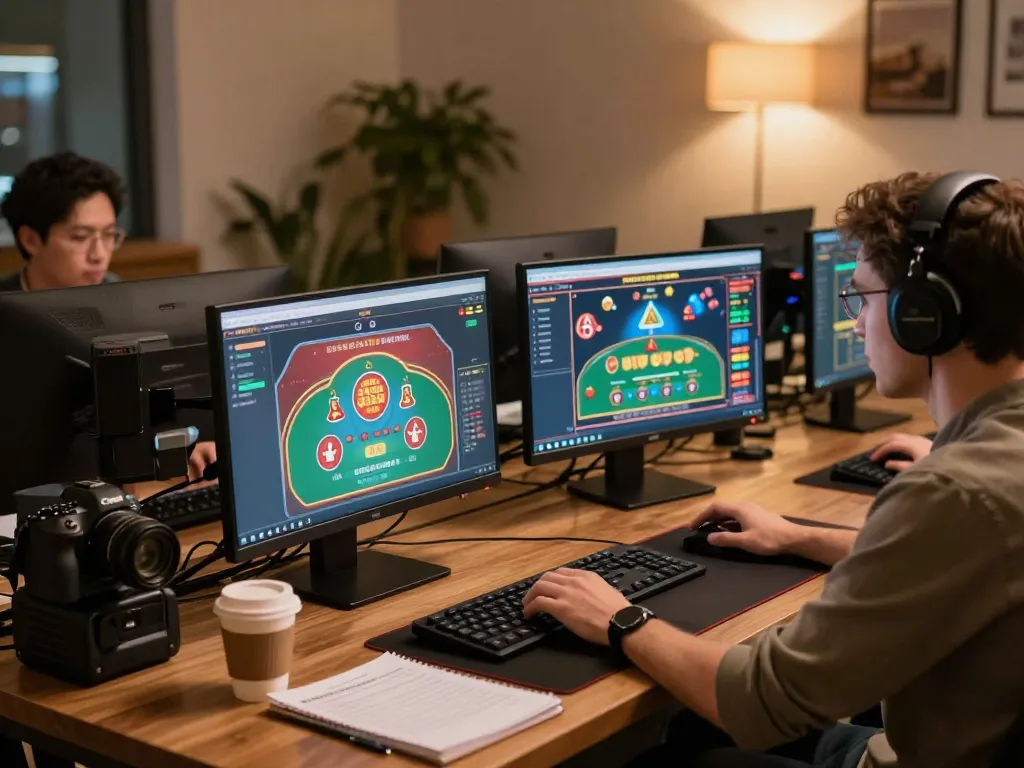 Engaging in systematic strategies for online gaming on trang chủ fly88, showcasing a professional setup.