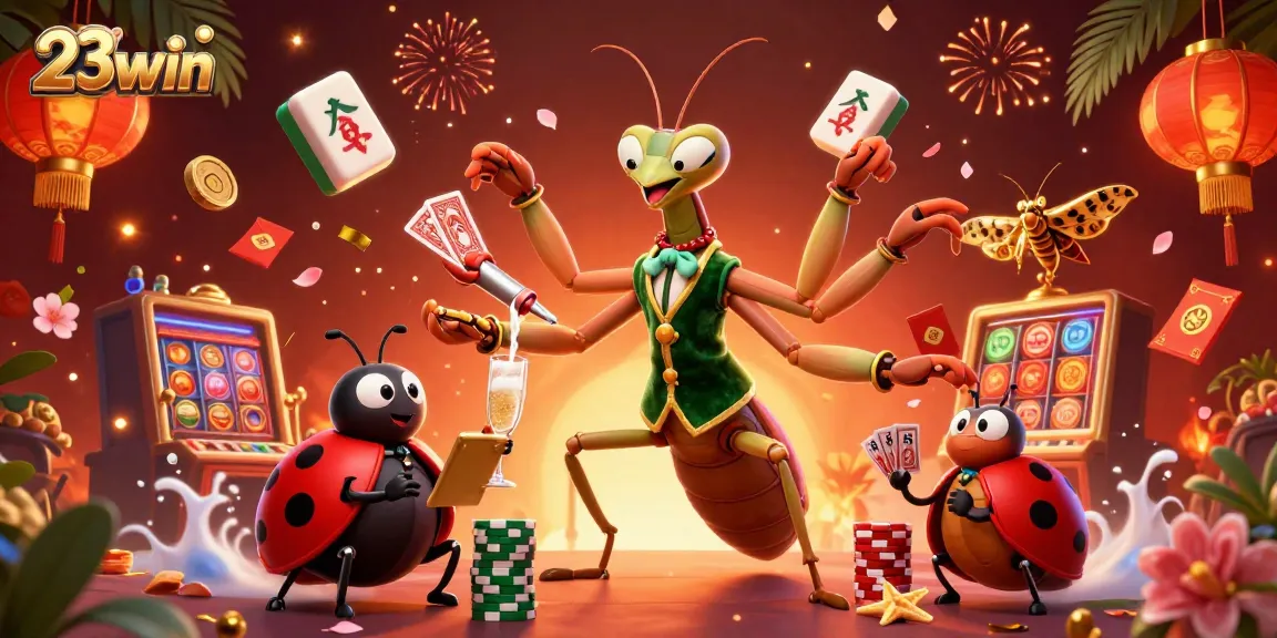 Experience the excitement at 23win with intricate characters and vibrant casino elements.