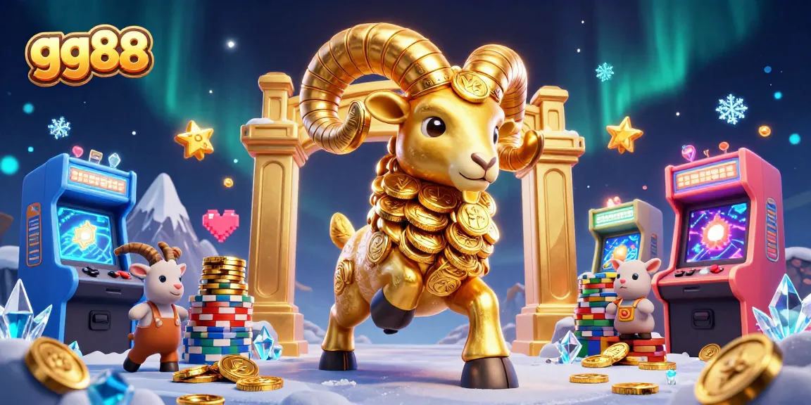 Experience the thrill of GG88 with a golden ram charging through a vibrant casino scene