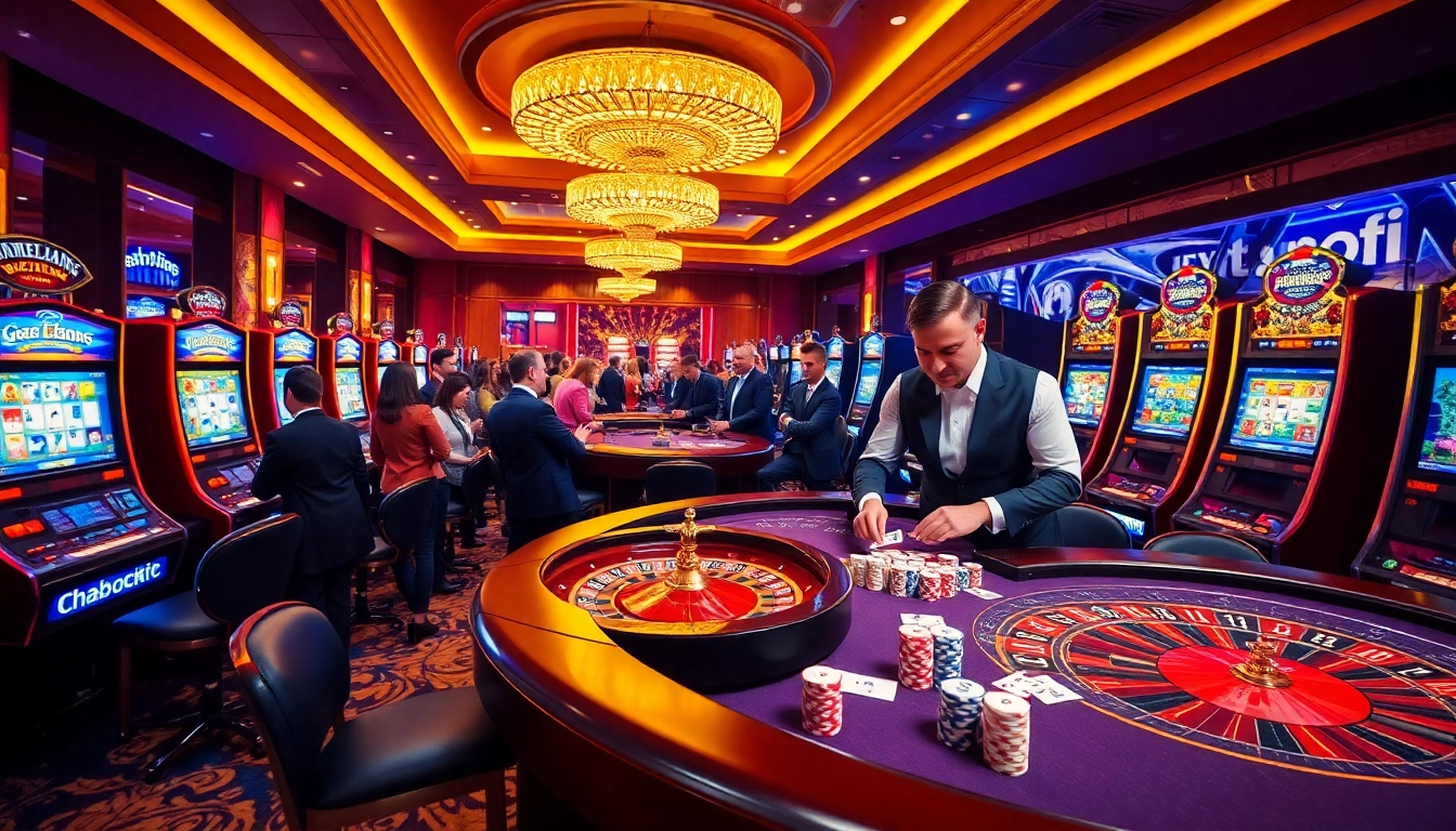 Engaging casino scene featuring poker action and roulette, highlighting newphim entertainment.