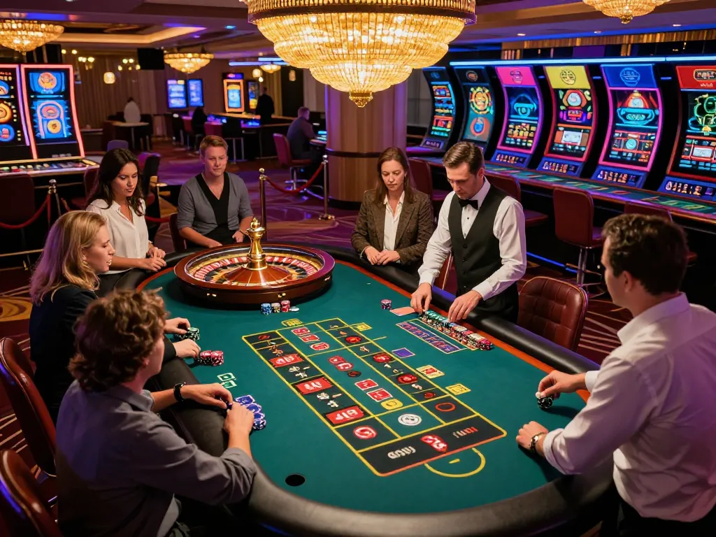Players placed bets at the roulette table in the lively casino, exploring trang chủ 79king.
