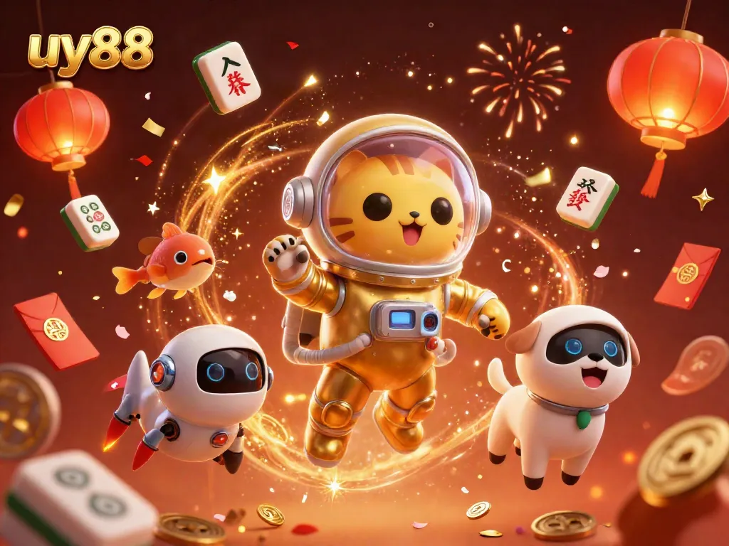 Experience thrilling adventures with uy88 in an exciting cosmic casino world filled with celebratory elements.