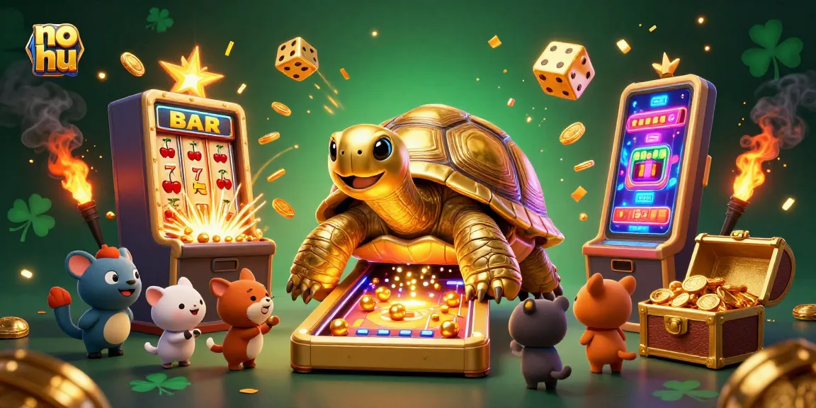 No hu offers thrilling gaming experiences with vibrant slot machines and lively characters in a captivating casino scene.