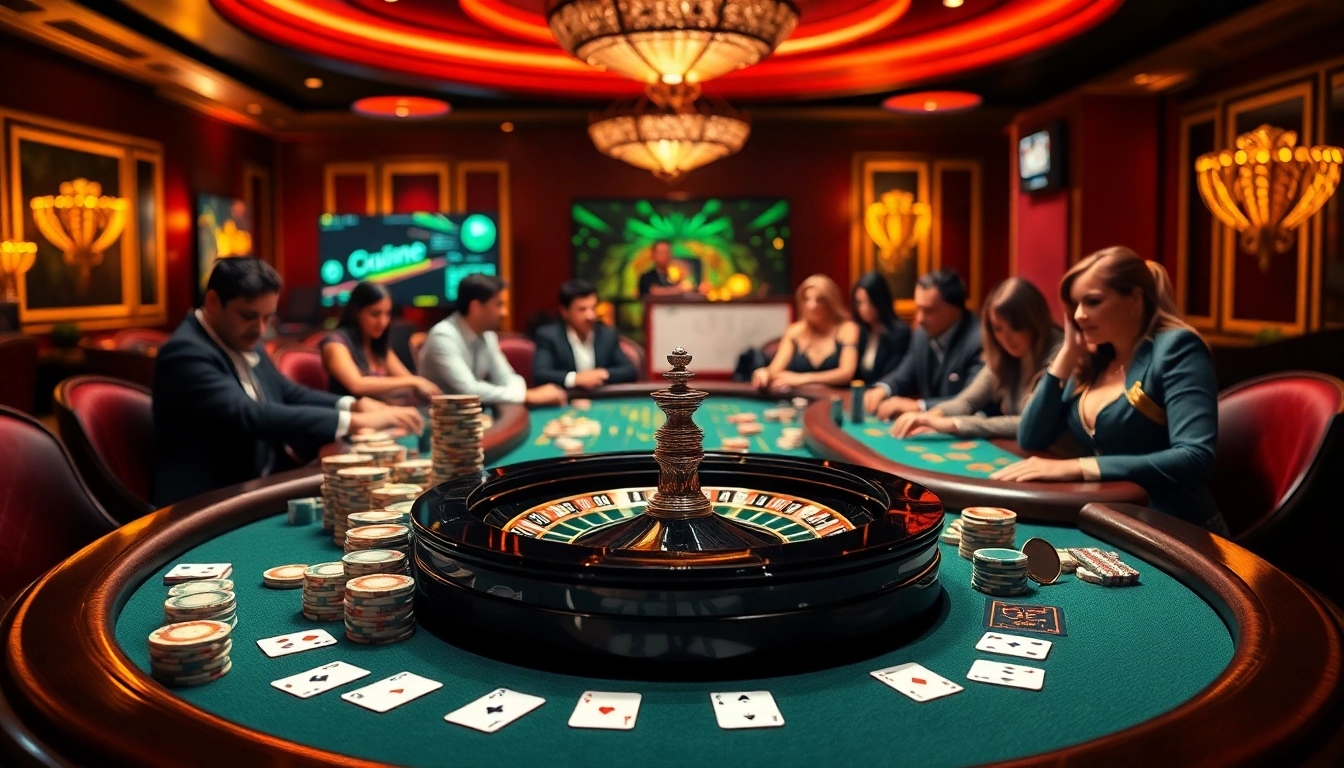 Engage with a thrilling gambling atmosphere at https://qq88.social/ featuring poker chips, cards, and roulette wheels.