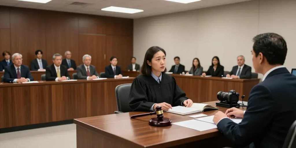 DUI court Forsyth County GA courtroom with judge, attorney, and jurors.