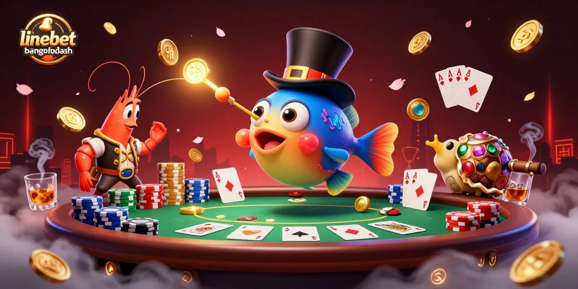 Experience exciting wins at linebetbangladesh with deep-sea characters and poker elements in a vibrant casino underwater scene.