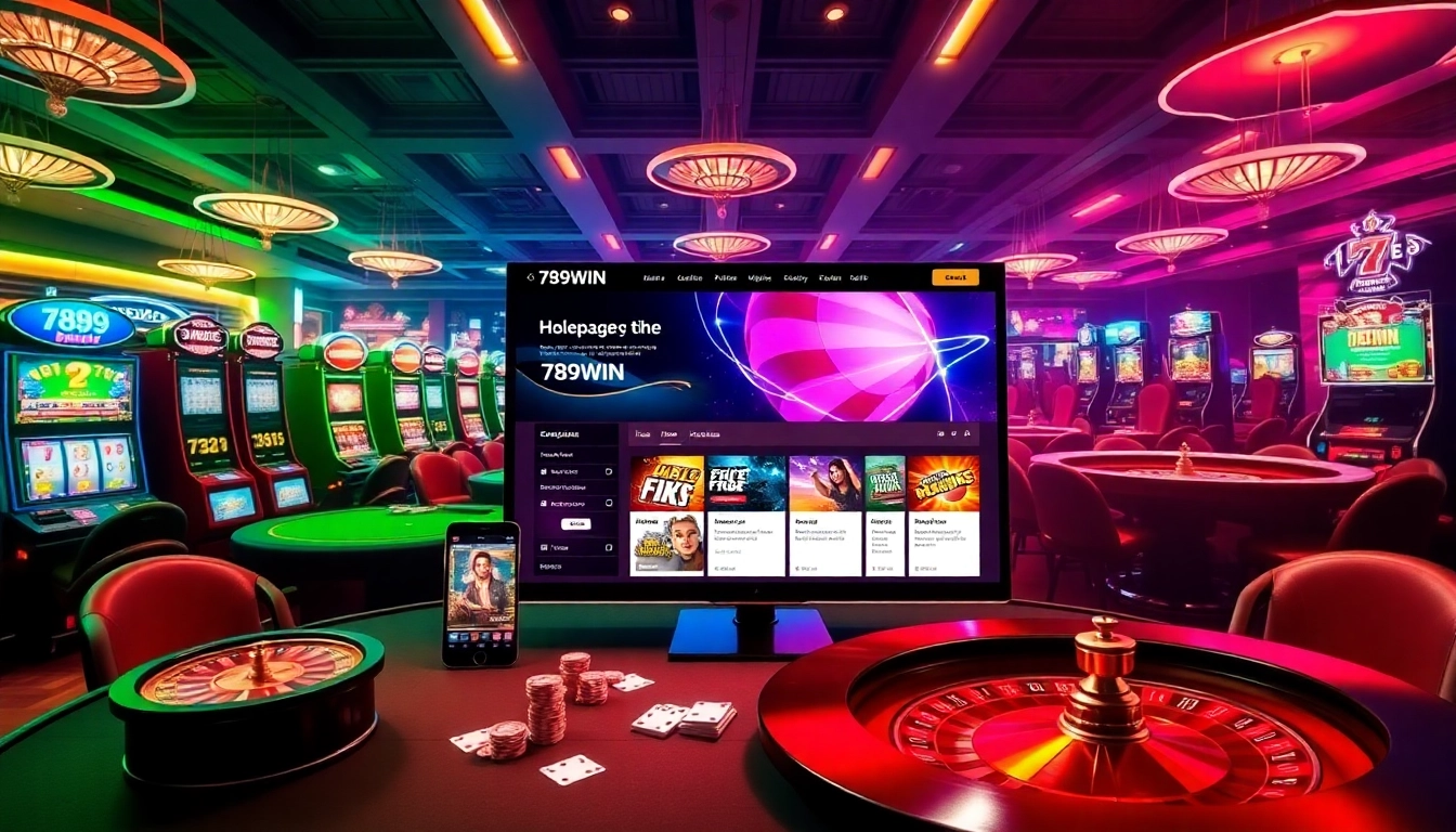 Exciting gaming experience on 789win homepage with vibrant casino elements.