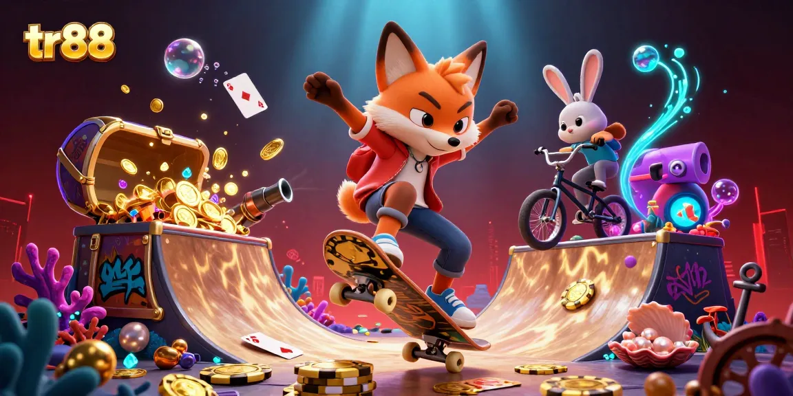 Experience thrilling gameplay at tr88 with a dynamic scene featuring casino-themed elements and vibrant characters.