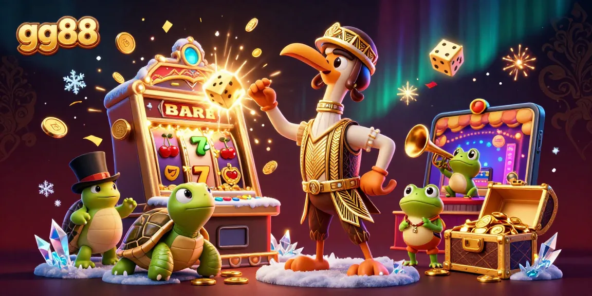 Experience thrilling gaming at gg88 with a vibrant scene of characters amidst jackpot celebrations.