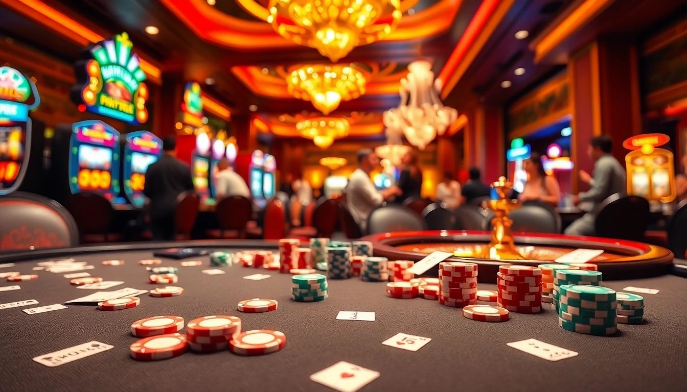 Experience the thrill of Hitclub tải game as you engage with colorful poker chips and a vibrant casino atmosphere.