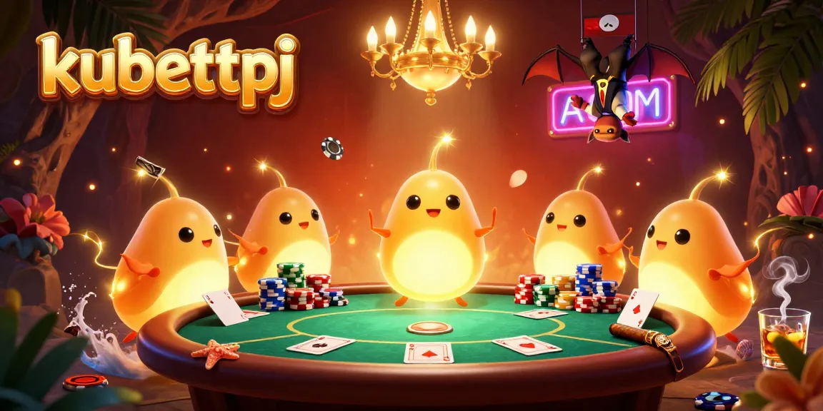 Play winning poker hands at kubettpj's vibrant casino, illuminated by bioluminescent glowworms.