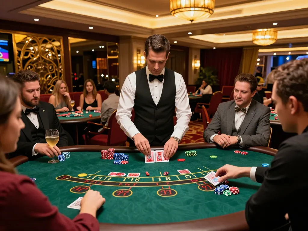 Engaging blackjack scene with players at the casino, showcasing 88aa strategic moments and exciting gameplay.
