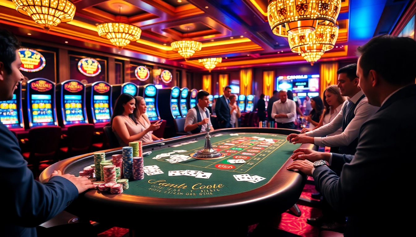 Experience thrilling gaming at Chotruyen-inspired casino tables filled with excitement and vibrant colors.
