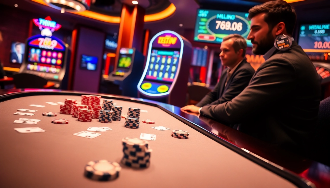 Players enjoying a vibrant poker game at 789club, showcasing exciting gambling elements.