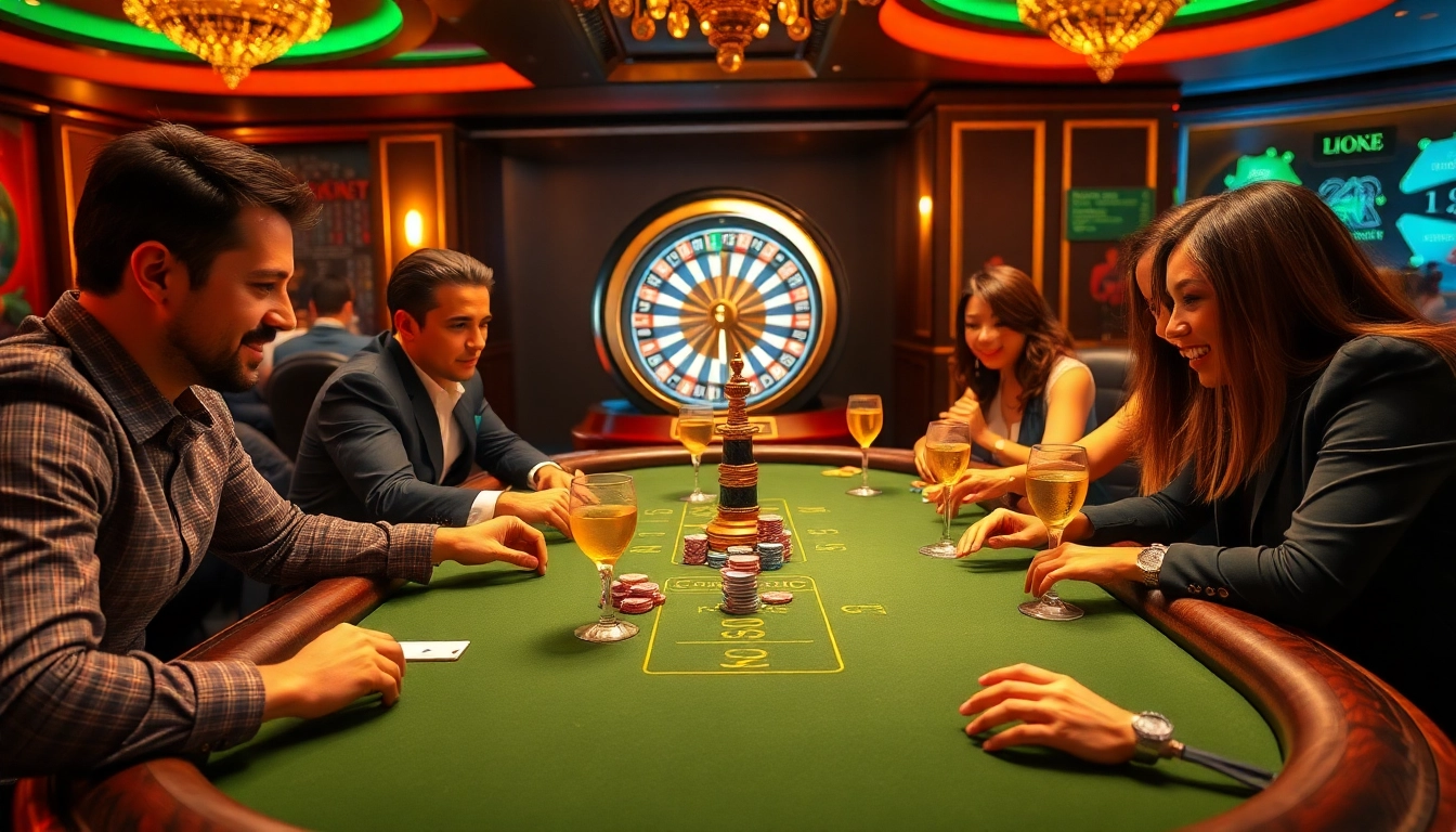 Players enjoying a vibrant poker game at a casino table with 888b branding
