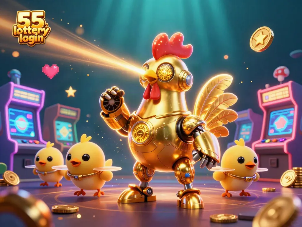 Experience the thrill of gaming with 55 lottery login featuring a vibrant 3D casino scene packed with exciting elements.
