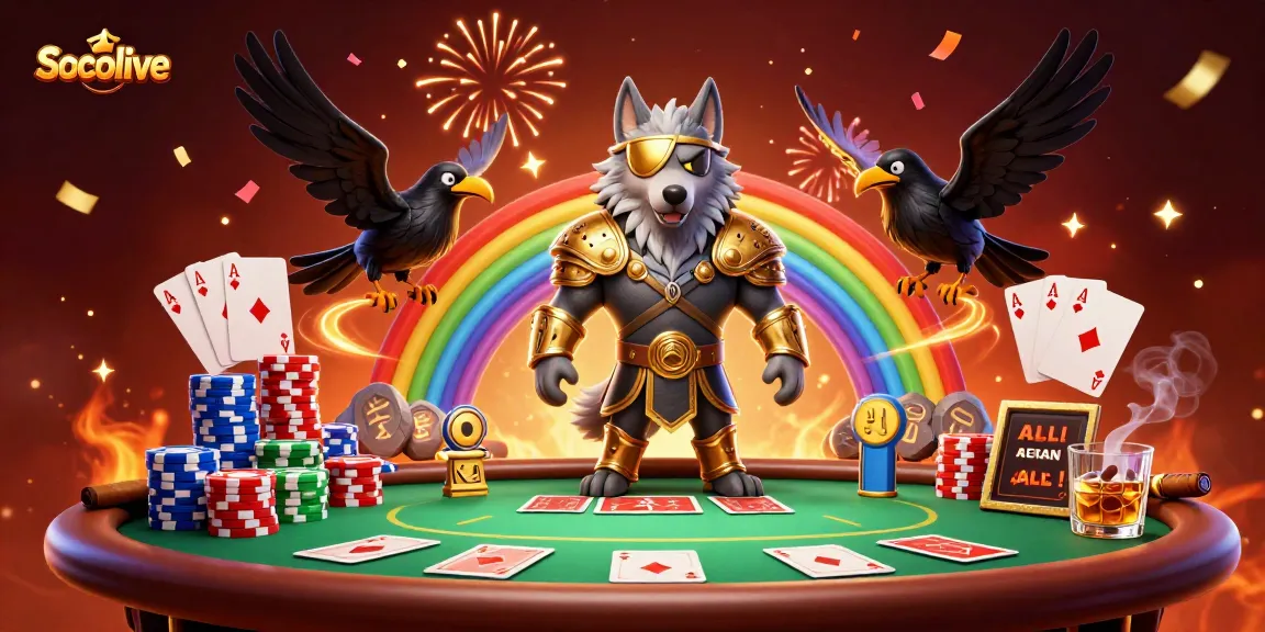 Socolive enhances betting excitement with dramatic poker table scene, featuring Odin and ravens.